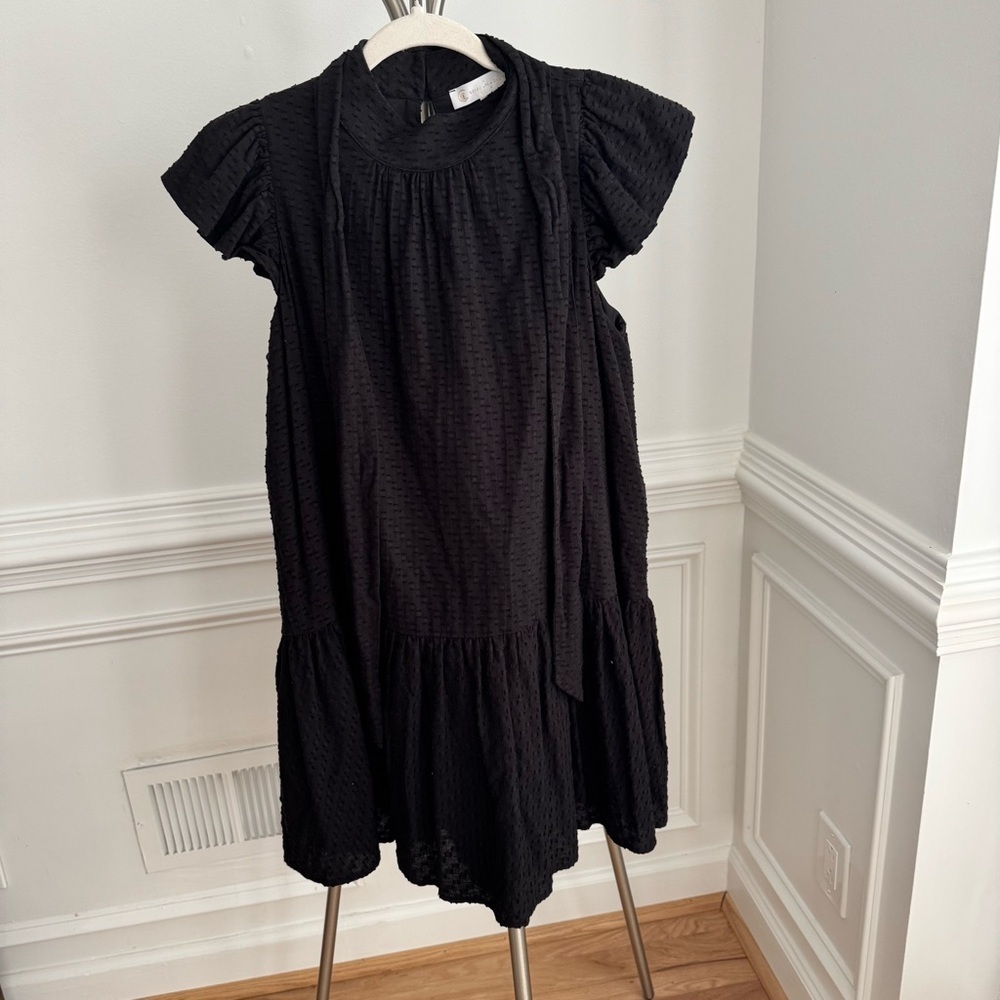 Anthropologie Corey Lynn Calter Black Roanne Mini Dress Medium 100% Cotton - Picture 1 of 7